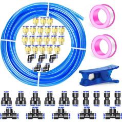 ERGAOBOY Blue 32M poliuretāna gaisa šļūteņu cauruļu komplekts, 8 mm OD x 5 mm ID ar pneimatisko savienojumu komplektiem