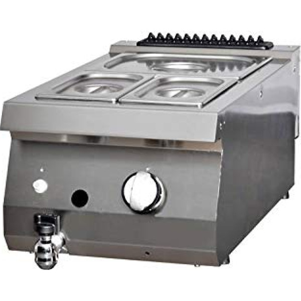 Maxima Bain-Marie viendzirdīga gāzes plīts 400 x 700 mm ar iztukšošanas krānu 2000 Watt Heavy Duty