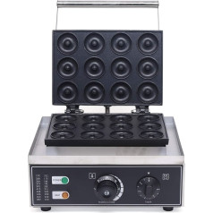 12 Löcher 1500W Kommerzielle Elektrische Donut Maker Waffeleisen Maschine Edelstahl, 5 cm für Einen Krapfen, Geeignet für Den Gewerblichen Oder Privaten Gebrauch