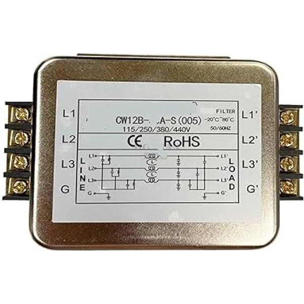 Difāzera 380-VAC-Dreileiter-Netzfilter CW12B-30A-S 10 20 40A-Klemmenblock(CW12B-20A-S 005 20A 380VAC)