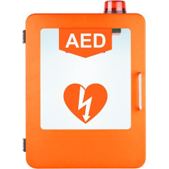 JIANGSS Sienas AED defibrilatora glabāšanas skapis ar trauksmes signāla avārijas zibspuldzes gaismu, regulējams dalītājs, piemērots visu zīmolu AED defibrilatoriem birojam, slimnīcai, oranžs