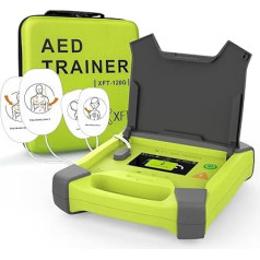 Fachmann AED mācību ierīce ar ekrānu CPR mācību ierīces iekārta, 10 mācību scenāriji, angļu, spāņu, franču, franču, poļu valodas balss norādījumi AED apmācībai ar tālvadības pulti (XFT 120G)