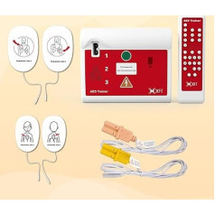 AED Trainer pirmās palīdzības apmācības mācību ierīce, 10 dažādi scenāriji, spāņu/angļu balss norādījumi ar tālvadības pulti, pārnēsājama AED mācību ierīce ar CPR mācību ierīci (XFT 120C)