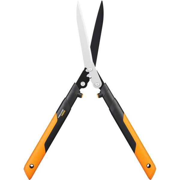 Fiskars PowerGear X HSX92 1023631 Zobu dzīvžogu šķēres ar nesadalāmu pārklājumu Augstas kvalitātes tērauda asmeņi Garums 63 cm Melns / oranžs