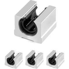 QWORK® bīdāmo bloku, 4 gabali SBR20UU 20 mm CNC lineāro lodīšu gultņu bloks alumīnija sakausējuma plummera bloka gultnis, lineārais lodīšu gultnis, pārvietojamie lodīšu bīdāmie bloki 3D printeriem, gravēšanas iekārtām