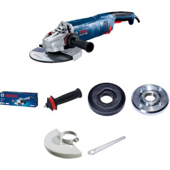 Bosch Professional GWS 24-180 JZ leņķa slīpmašīna (jauda 2400 W, komplektā ietilpst papildu rokturis pret vibrāciju, montāžas atloks, stiprinājuma uzgrieznis, aizsargvāciņš, divu caurumu atslēga, kaste)