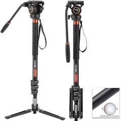 Cayer FP34DV 71 Inch Professional Monopod Tripod Aluminium Monopod with Fluid Pan and Tilt Head for Canon Nikon Sony Olympus Panasonic DSLR Camera