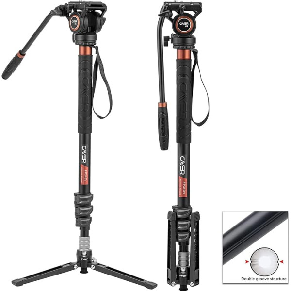 Cayer FP34DV 71 collu profesionāls monopods statīvs ar alumīnija monopodu un grozāmo un slīpo galvu Canon Nikon Sony Olympus Panasonic DSLR kamerām