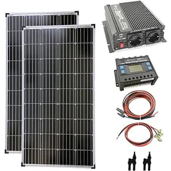 solartronics komplekts 2x130 Watt Solarmodul 1000 Watt Wandler Laderegler Photovoltaik Inselanlage