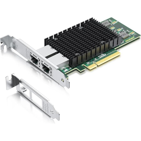 H!Fiber 10Gb PCI-E tīkla karte, divi RJ45 porti, ar Intel X540 kontrolieri un Intel X540-BT2 mikroshēmu, PCI Express X8, 10Gbase-T LAN adapteris Atbalsta Windows Server/Windows/Linux/VMware/ESX