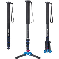 Moman Einbeinstativ Kamera Stativ Einbein Reisestativ mit Standspinne, DSLR Monopod Wanderstock, 0,64kg mit Stativfuß, Leicht Tragbar Aluminium Bergstock, max. 165cm, 360 Grad drehbar 5-10kg Nutzlast