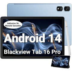 Blackview Tab 16 Pro planšetdators Android 14, 16GB RAM + 256GB ROM (1TB TF), spēļu planšetdators, liels 11 collu ekrāns, bez Simlock līguma, 4G Dual SIM planšetdators, komplektā ir pildspalva un futrālis