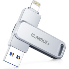 BLANBOK+ Apple MFi Certified USB Stick 128G for iPhone, External iPhone Stick Memory Stick USB External Memory Stick for iPhone Photostick Lightning Backup for iPhone/iPad/Android/PC