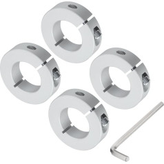 sourcing map Einzelteil-Wellenkragen-Set für 25-mm-Schaft, einteilig, 4 Klemmmanschetten, 45 mm Außendurchmesser, 12 mm Dicke, Klemmkragen aus Aluminiumlegierung mit M5 Stellschrauben und einem