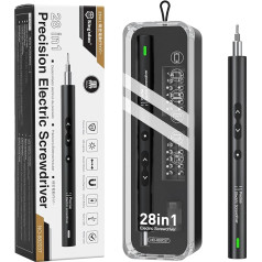 Mini elektriskais skrūvgriezis E-Durable 28-in-1 Portable Cordless Screwdriver ar 24 bitiem, uzlādējams elektriskais skrūvgriezis LED Dual Mode Power Remonta komplekts viedtālruņiem, klēpjdatoriem, kamerām, pulksteņiem