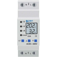 AC 85-300V 50/60Hz 63A pārsprieguma aizsargs, zemsprieguma aizsardzība, montāžas aizsardzība uz DIN sliedes