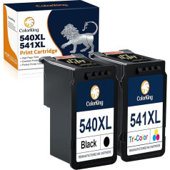 ColorKing 540XL 541XL multipakas kasetnes, kas saderīgas ar Canon printeru kasetnēm 540 541 Pixma MG3650s MG3650s MG3650 TS5150 TS5151 MG4200 MX475 PG-540XL CL-541XL (1 melna, 1 trīskrāsu)