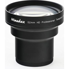 Minadax 1,7X tele piekare, kas saderīga ar objektīviem ar 52 mm filtra vītni