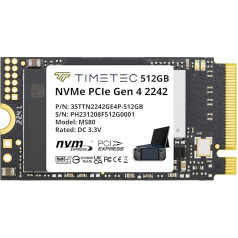 Timetec M.2 SSD NVMe PCIe Gen 4x4 iekšējais cietvielu disks (2242 512GB Gen4x4)