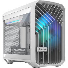 Fractal Design Torrent Nano RGB White - Caurspīdīga tonēta rūdīta stikla sānu panelis - atvērta režģa maksimālai gaisa ieplūdei - 180 mm RGB PWM ventilators komplektā - C tipa USB - mATX Airflow Mini Tower datorspēļu spēļu korpuss