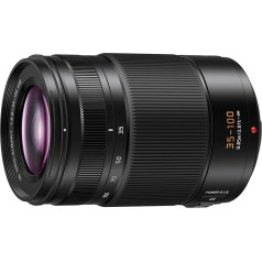 Panasonic Lumix H-ES35100E Leica DG Vario-Elmarit 35-100 mm tālummaiņas F2.8 objektīvs, Micro Four Thirds kameras objektīvs, telefoto objektīvs, Power OIS, izturīgs pret šļakatām/putekļiem/aizsalšanu, ideāli piemērots video, melns