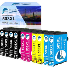 GoToners 503 XL kasetnes saderīgas ar Epson 503 503XL kasetnēm Expression Home XP-5200 XP-5205, Workforce WF-2960 WF-2965 WF-2960DWF WF-2965DWF (10 gab.)