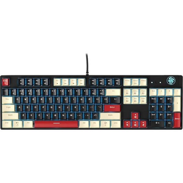 MageGee MK-Armor mehāniskā spēļu tastatūra ar LED apgaismojumu, vadu USB 104 taustiņu tastatūra ar ziliem slēdžiem Windows datoriem, klēpjdatoriem un datoriem (balta un melna)