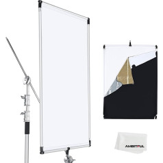 AMBITFUL 60 x 90 cm, Sun Scrim Large 5-in-1 Black Silver Gold White Diffuser Reflector Aluminium Alloy Frame for Photography