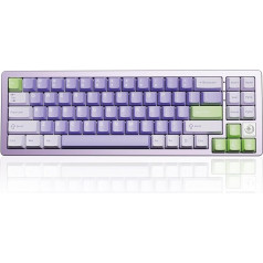 YUNZII AL71 68% mehāniskā tastatūra, pilnībā no alumīnija, CNC, ar karstās maiņas gredzenu, 2,4GHz bezvadu BT5.0/USB-C vadu spēļu tastatūra, NKRO RGB, Win/Mac (violeta, ar kluso slēdzi)