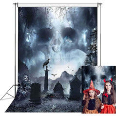 Halloween Photography Backdrop Ghost Horror Night Scary Skull Dark Graveyard Haunted Background Kids Adults Party Banner Accessories Photoshoot Props (6x8ft)