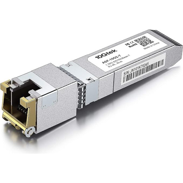 1,25/2,5/5/10GBase-T SFP+ RJ-45 CAT.6a varinis siųstuvas 30 metrų, suderinamas su 