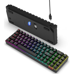 AJAZZ AK692 60% Hotswap ciparnīca Mehāniskā bezvadu spēļu tastatūra ar RGB apgaismojumu un apgaismojumu 4000 mAh Bluetooth 5.0 C tipa vadu MacBook klēpjdatoram PC AD tālrunim - zils slēdzis