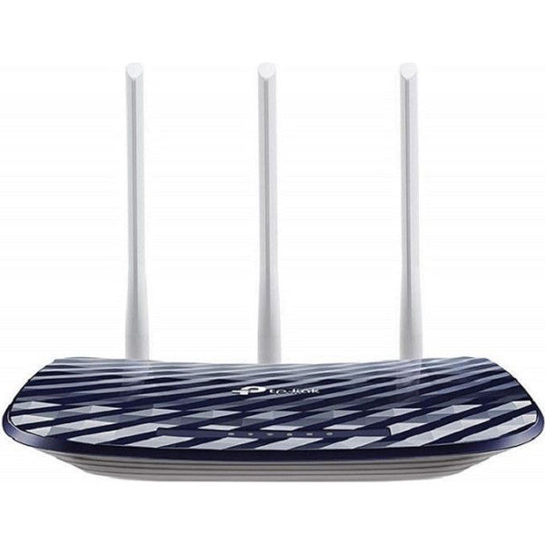 TP-Link Archer C20 Dual Band WLAN Router (300 Мбит/с на 2,4 ГГц + 433 Мбит/с на 5 ГГц, 4 10/100 LAN + 1 10/100 WAN порты, unterstützt einfachen Gast-Netzwerk Zugriff und Kinderschutz) blau weiß