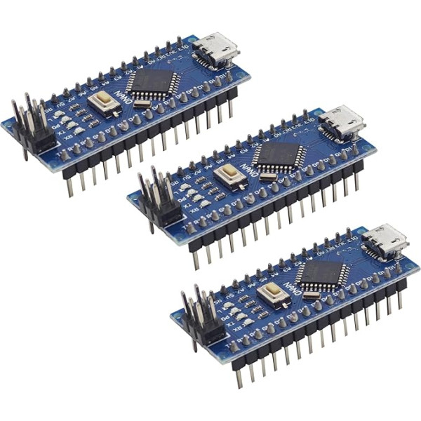 Nano V3 padome 3 pamatplates ar 328P CH340G Microchip 5V 16M mikrokontrolleri, kas saderīgs ar Arduino IDE, Mini USB interfeiss