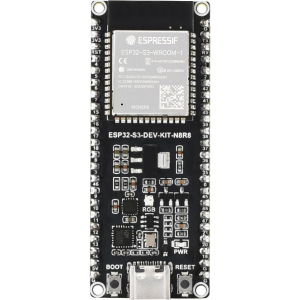 Waveshare ESP32-S3 mikrokontrolleru 2,4GHz Wi-Fi attīstības plate Iebūvēts ESP32-S3-WROOM-1-N8R8 modulis Divkodolu procesors Atbalsta ESP-IDF MicroPython ar iepriekš izlutētu galvenes versiju