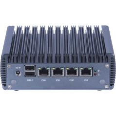 HSIPC Celeron J4125 Quad Core Firewall Micro Appliance, Mini PC, Nano PC, Router PC ar 8G RAM 128G SSD, 4 RJ45 2.5GBE NIC AES-NI saderīgs ar Pfsense OPNsense