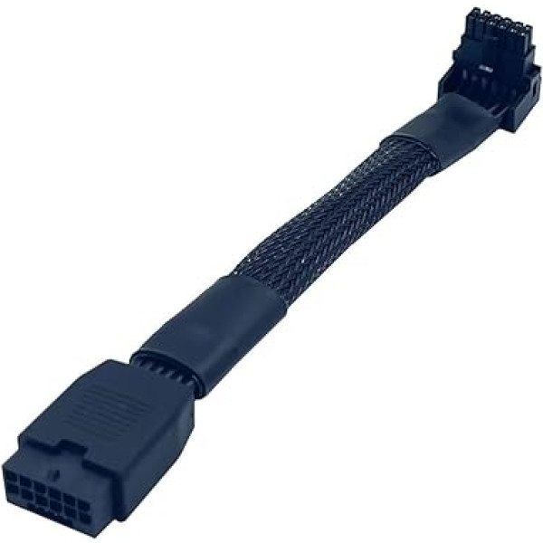 YIMIKEDAYA 12VHPWR 16Pin (12+4) Female to Male 16AWG GPU Extension Cable 90 Degree PCI-e 5.0 priekš RTX 4070 4080 4090 grafiskās kartes (15CM) (B tips)