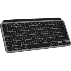 Logitech MX Keys Mini for Mac - minimālistiska bezvadu tastatūra MacBook Pro, MacBook Air, iMac, iPad, Bluetooth, ar apgaismotiem taustiņiem, USB-C, ar plūstošu rakstīšanu, DEU QWERTZ - pelēka