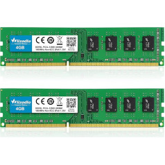 DDR3/DDR3L galddatora atmiņa RAM 8GB komplekts (2x4GB) 1600MHz CL11 U-DIMM Wlizedle PC datoru atmiņas modulis PC3L-12800 240-Pin 1.35V/1.5V Non-ECC Unbuffered 2Rx8 Upgrade Desktop Memory datoriem, zaļš