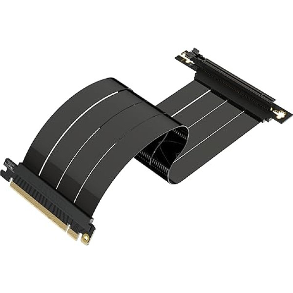 LINKUP - AVA5 PCIE 5.0 Riser kabelis | Nākotnes nodrošinājums 5. paaudzes GPU vertikālajam stiprinājumam | x16 128GB/s ātrums | PCIe 4.0 un WRX80SE saderība | Taisnais leņķis, melns, 30cm