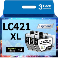 Emojink LC421XL LC421 Printer Cartridges for Brother LC-421XL LC421 Multipack Cartridges for Brother DCP-J1050DW DCP-J1140DW MFC-J1010DW Printers, 3BK