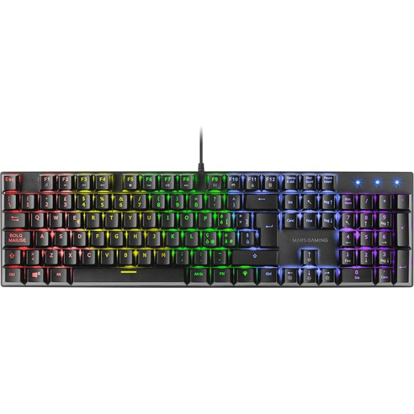 Mars Gaming MK422 Black,Mehāniskā spēļu tastatūra RGB, Antighosting,Mehāniskais slēdzis Red, itāļu valoda