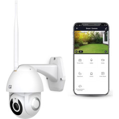 Garza Smart WiFi 360 grādu viedā āra drošības kamera, 1080P HD, IP65 ūdensnecaurlaidīga, nakts redzamība, kustības noteikšana, WiFi 2,4 GHz, 1 iepakojums