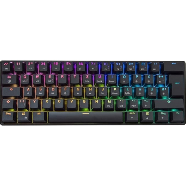 HK GAMING GK61 Mehāniskā spēļu klaviatūra, Gateron Optical Blue - melna