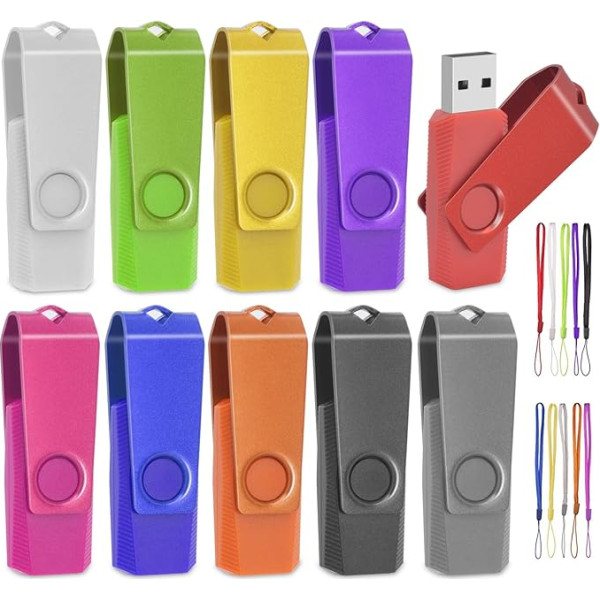 USB zibatmiņas 8 GB, AreTop USB 2.0 krāsainas USB zibatmiņas, ātrgaitas USB zibatmiņas ar siksniņu, atmiņas zibatmiņas datu glabāšanai datoram/ datoram/ klēpjdatoram/automašīnai