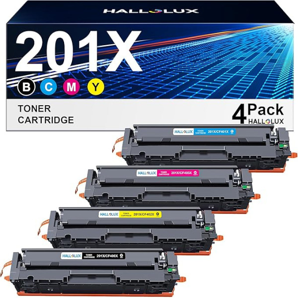 201X 201A Toneris 201 X 201 A suderinamas su HP 201X CF400X CF400A daugiapakuote, skirta HP M277dw toneriui, skirtam HP M277dw Color Laserjet Pro MFP M277 M252dw M277n M274n M252n M252 M277c6 (juodas, žydras, 4 pakuotės )