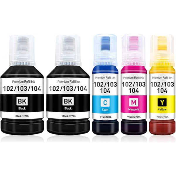 BYBEIBY 104 rašalas, suderinamas su Epson 104 102 rašalu, skirtu Epson EcoTank ET-2710 ET-2712 ET-2714 ET-2715 ET-2720 ET-2721 ET-2726 ET-2810 ET-2815 ET-2820 ET-2820 ET-2821 ET-2825 ET-2826 ET-4700 ET-4800