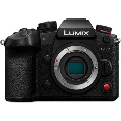 Panasonic Lumix DC-GH7E Micro Four Thirds kamera, 25,2 MP, atvērtie vārti, C4K/4K 4:2:2 60/50p video, fāzes hibrīda AF, aktīvais IS, LUT, 32 bitu peldošais audio, OLED skatu meklētājs, rotējošs monitors, melna