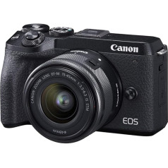 Canon bezspoguļa kamera [EOS M6 Mark II] videoreportāžai + 15-45 mm objektīvs CMOS (APS-C) sensors Dual Pixel CMOS Automātiskā fokusēšana Wi-Fi Bluetooth un 4K video