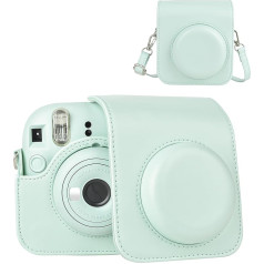 HIYQIN Instant Camera Case saderīgs ar Fujifilm Instax Mini 12, Instant Camera Mini 12 aizsargvāciņš ar fotoattēlu uzglabāšanas nodalījumu, Ts-Mint Green, Instant Mini 12 Camera Case